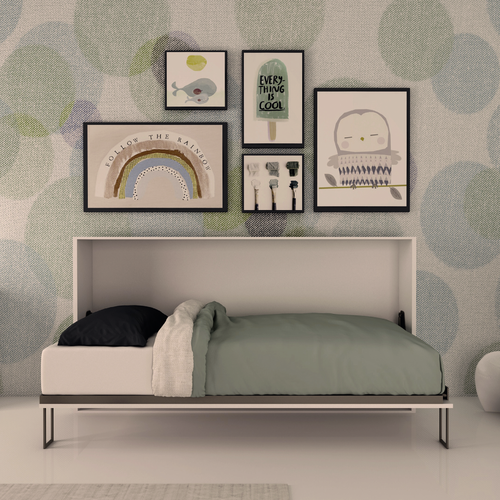Lit abattable horizontal referm&eacute; dans une chambre sur mesure