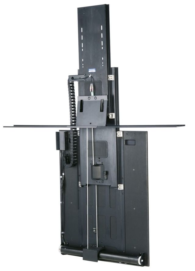 Un grand support TV vertical avec un m&eacute;canisme de bras extensible pour ajuster la position d&rsquo;un &eacute;cran de t&eacute;l&eacute;vision mont&eacute;
