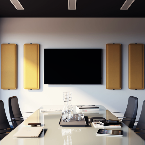 Salle de r&eacute;union &eacute;quip&eacute;e de panneaux acoustiques muraux sur mesure