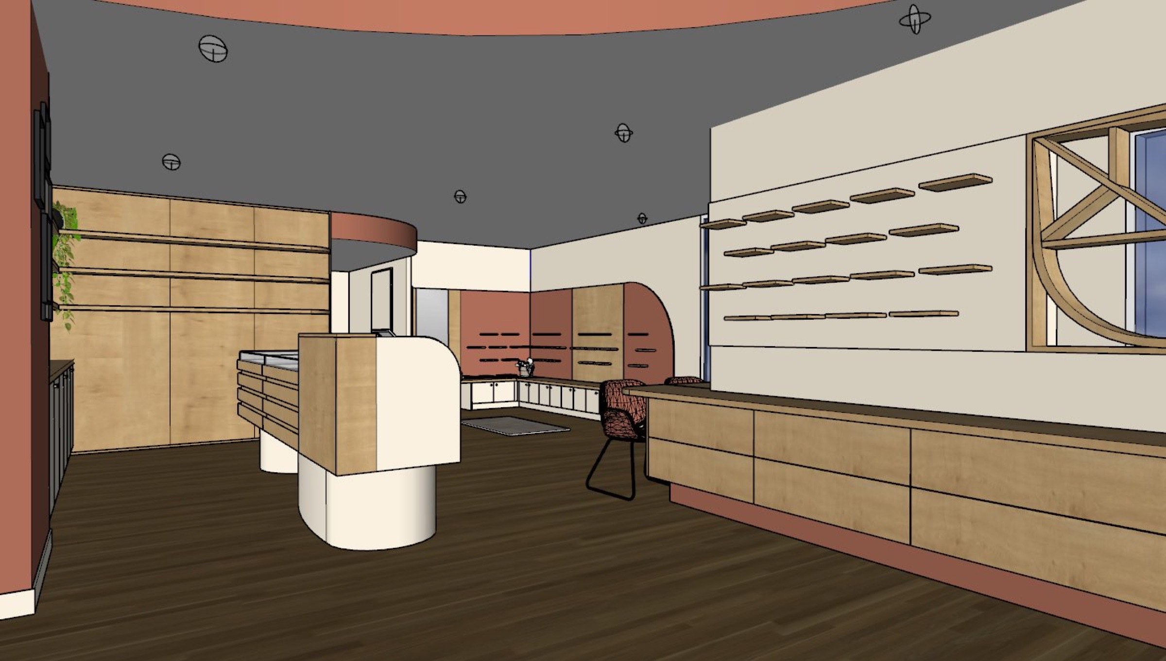 Plan 3D architecte pour magasin d'opticien